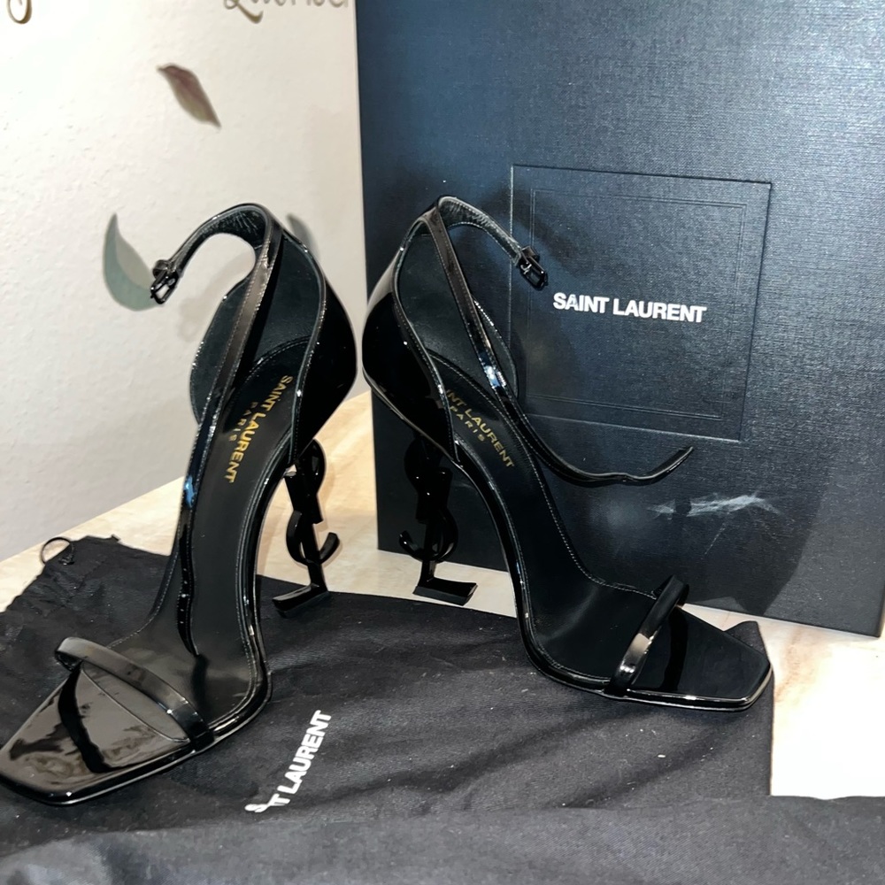 Saint Laurent Opyum YSL Black Patent Leather Sandal